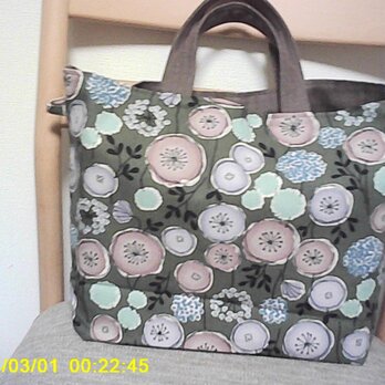 オックス北欧調まる花のトートバック少し大きめサイズ