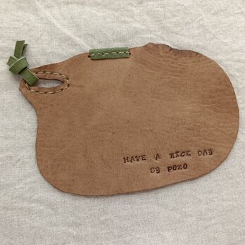 レザーコースター　グレージュ　オイルシュリンクレザー