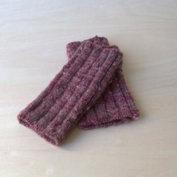 手紡ぎ・手編み ハンドウォーマー・ピンク