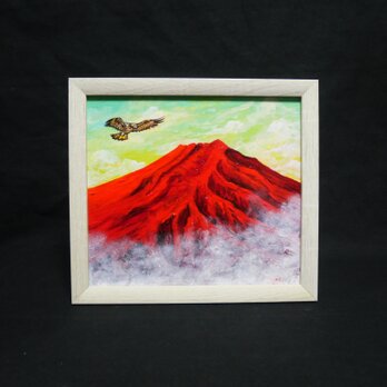 油絵【富士山と鷹】