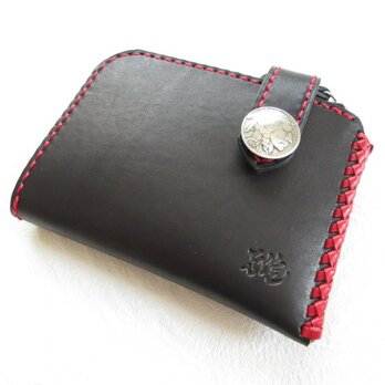 《biker mono》レッドステッチ・Ｌ字ファスナー・ショートウォレット・サドルレザー・0502