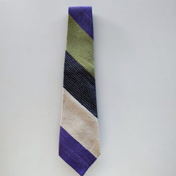 紫と若草の段縞