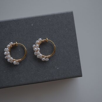 蕾｜ 淡水パールのフープイヤリング 上品 フォーマル