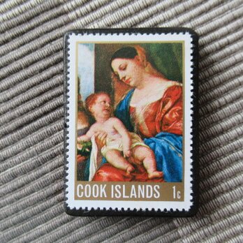 クック諸島　「ラファエロ」クリスマス切手ブローチ10694