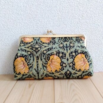 ウィリアムモリス　お薬手帳・通帳ケース・がま口大きめポーチ　17cm口金　ピンパネル　551