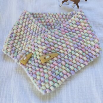 温かいダッフルショートマフラー【ピンク＆ホワイト系】