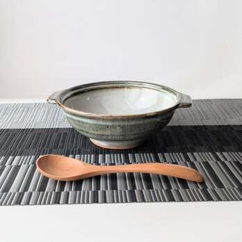 ライトブルーのシチュースープボウル　グラタンにも【手仕事　民藝　和　陶器】