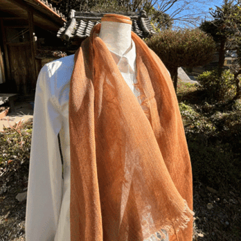 播州織柿渋染めストール　K23119