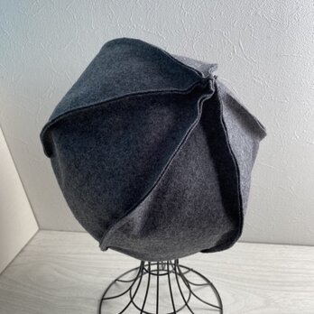 送料無料　 とんがりウールのベレー（グレー）