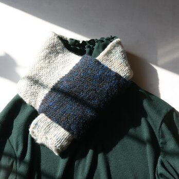 ふっくら極暖！ホームスパン手紡ぎニットマフラー【スカイ】