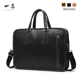 ブリーフケース 防水 メンズ  本革  レザー 大容量 a4対応 PC 通勤 ビジネス 自立 出張 ブラック TC61