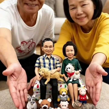 家族記念日 プレゼント 家族写真 記念品 似顔絵 人形 ❤ 大人数 肖像画 写真入り そっくり フィギュア ❤会社 先輩 同僚