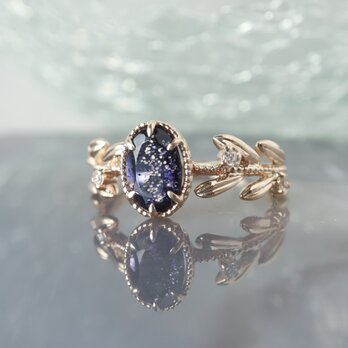 アベンチュリンアイオライト&Dia リーフモチーフリング【１点限定】