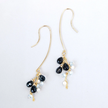 紺碧の聖夜 – ロンドンブルートパーズ ロングフックピアス14kgf