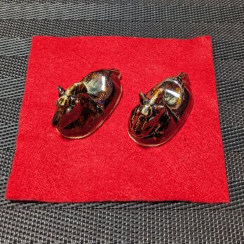 午の箸置き　2個セット　干支　【手仕事　和　陶器】