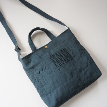 小さな布たちのツーウェイバッグ　リバーブルー