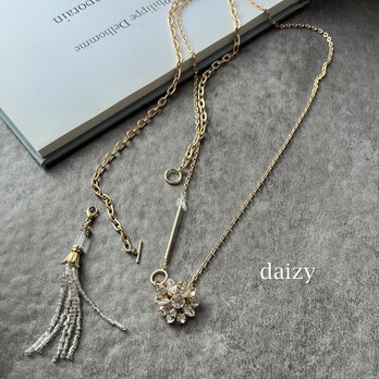 何通りの着け方が楽しめる マルチウェイ ネックレス チェコガラス ビーズタッセル / daisy