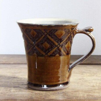 格子模様のマグカップ（飴）