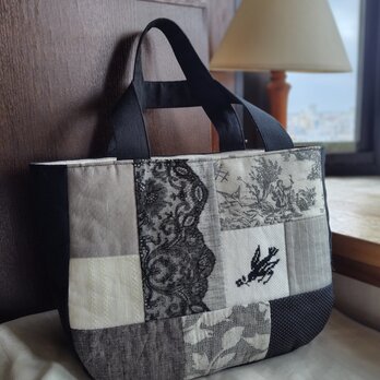 アンティークレース*パッチワーク*トートバッグ*小鳥