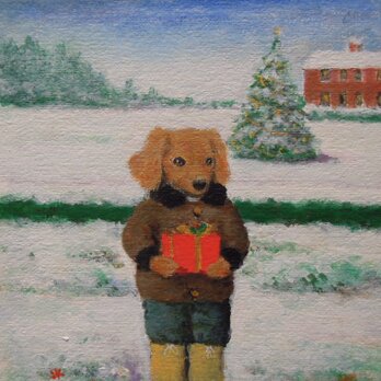 ダックスフンドとクリスマスツリー