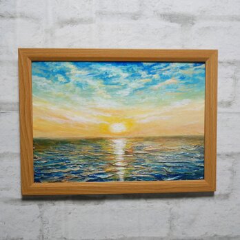 油絵【癒しの朝焼けの海】