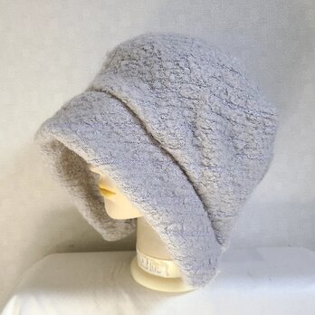 魅せる帽子☆ふわモコ暖か♪ウール混ラメニッのクロッシュ～ライトグレー