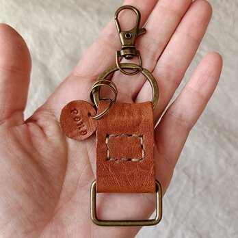 キーホルダー　ライトブラウン②　オイルワックスレザー