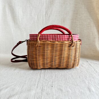 【受注製作】ラタン（籐）の手編みカゴバッグ/ちょっとそこまで　かごポシェット