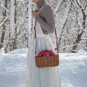 【受注製作】ラタン（籐）の手編みカゴバッグ/ちょっとそこまで　かごポシェット