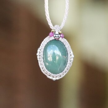 深い緑ミャンマーJede★翡翠★ マクラメネックレス1952