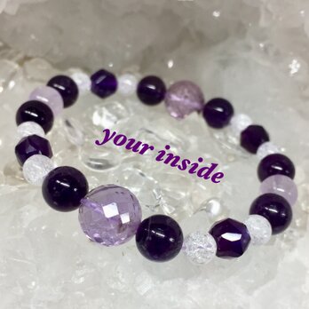 アメトリン アメジスト 爆裂水晶 デザイン 天然石ブレスレット