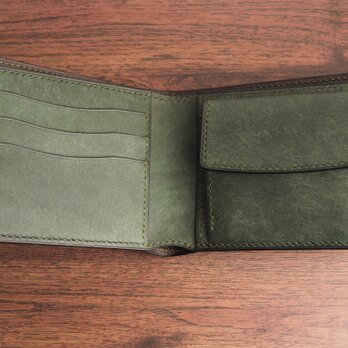 ご予約商品│総手縫い│マルゴー│二つ折り財布│アローロ(深緑)