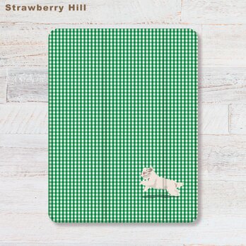 ダッシュする 犬 ✖️ ギンガムチェック iPadケース ペン収納 軽量 背面クリア あいぱっどけーす スタンド機能