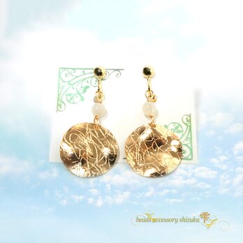 月光プレートイヤリング＊ムーンストーン