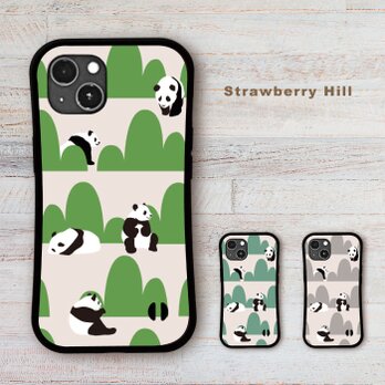 グリップケース iPhoneケース パンダ 耐衝撃 　ストラップホール