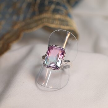 【一点もの】リング（Silver×ガラス　Ltピンク×Ltブルー）ver2