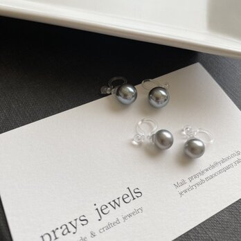 【2ペア】6～7mm・8ｍｍパール 樹脂(ポリカーボネート)イヤリング ノンホールクリップピアス（イヤリング）