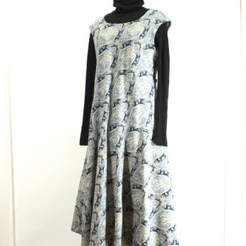 シャツコールバイアスハギのフレンチワンピース（ペイズリー）のコピー