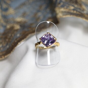 【一点もの】リング（真鍮×キュービックジルコニア　パープル）