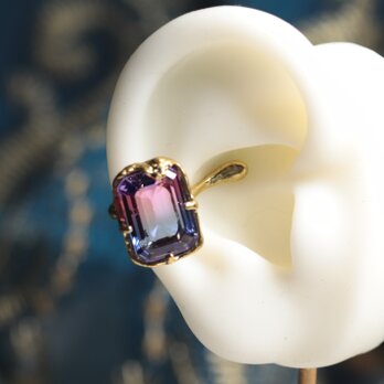 【一点もの】イヤカフ（真鍮×ガラス　ピンク×ブルー）