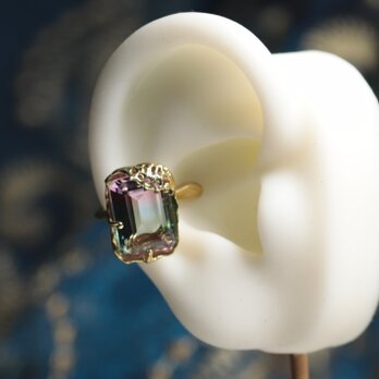 【一点もの】イヤカフ（真鍮×ガラス　Ltピンク×Ltブルー）