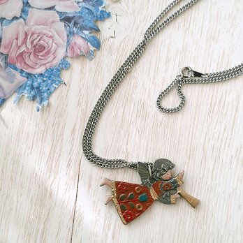 《KÜHN》 blowing horn angel pewter キューン ピューター ヴィンテージネックレス