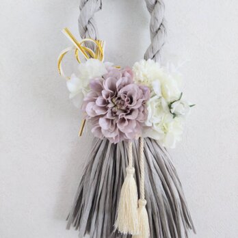 フレンチなお洒落しめ縄リースで新年を迎えませんか？（グレー）