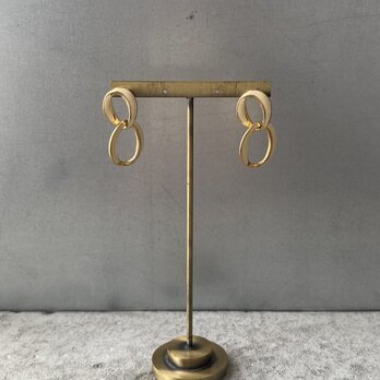 Vintage 80s USA off white enamel double ring pierce