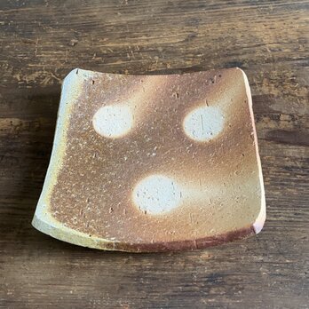 信楽焼 白荒土　穴窯焼成・四方上げ皿 15cm（No2）｜角皿・菓子皿・前菜皿のコピー