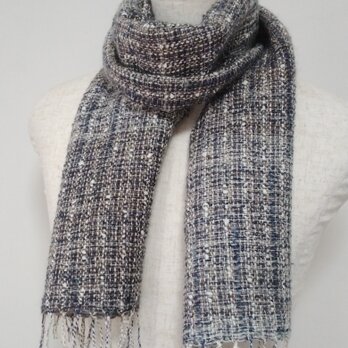 手織り・ふんわりマフラー(白ぼかし)