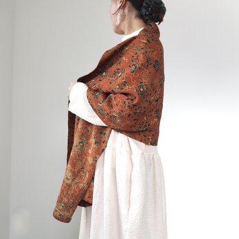 小紋の着物から作った大判ショール（更紗模様）