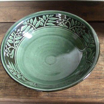 ナナカマド掻落し鉢（織部）／オーダー可