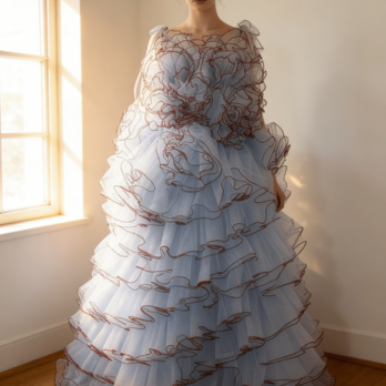 人気上昇！キャミソール ブルー カラードレス ラッフルフリル ボリュームドレス 揺らめく裾 前撮り
