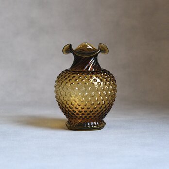 【Indiana Glass】ヴィンテージ / アメリカ製 / ガラス花瓶 / アンバー